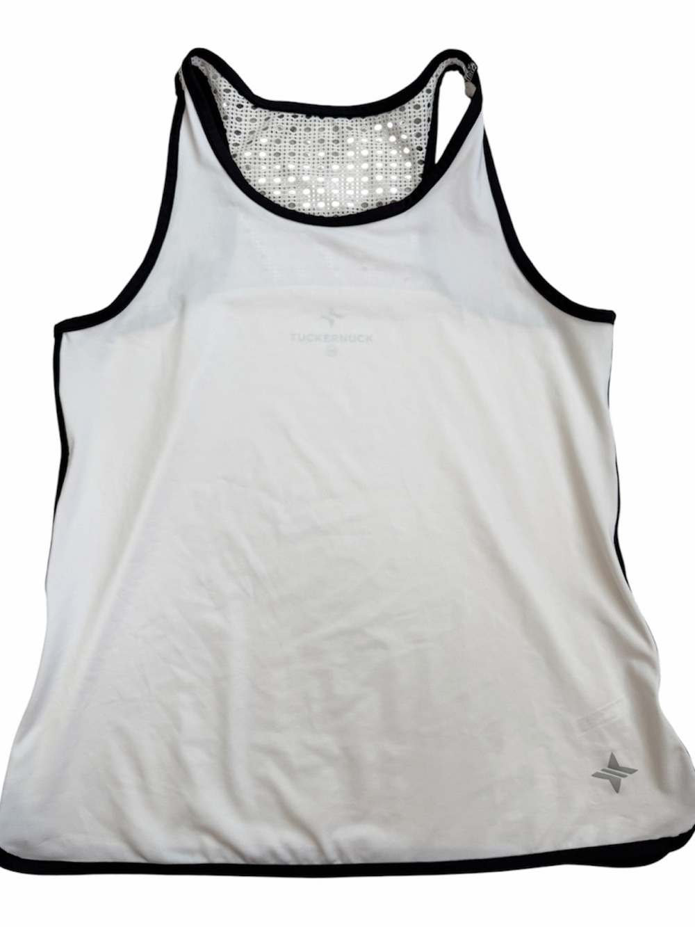 Tuckernuck White Racerback Tank with Black Trim